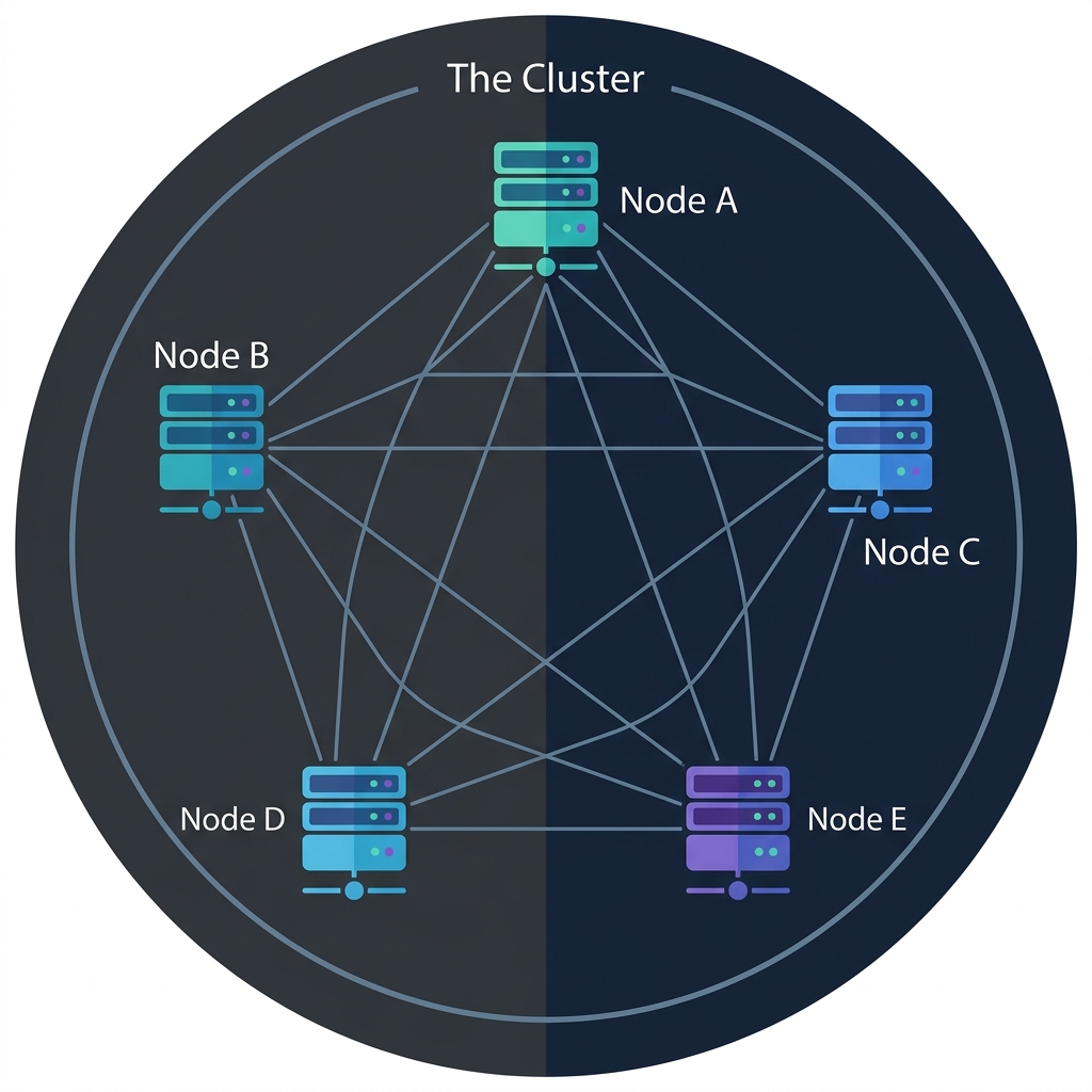 A cluster is simply a group of computers (nodes) connected to each other through a network